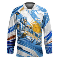 Personalized Argentina Football Champions Hockey Jersey Sun Of May Lion Mascot - Style of King