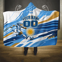 Personalized Argentina Football Champions Hooded Blanket Sun Of May Lion Mascot - Style of King