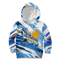 Personalized Argentina Football Champions Kid Hoodie Sun Of May Lion Mascot - Style of King