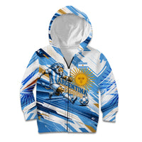 Personalized Argentina Football Champions Kid Hoodie Sun Of May Lion Mascot - Style of King