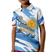 Personalized Argentina Football Champions Kid Polo Shirt Sun Of May Lion Mascot - Style of King
