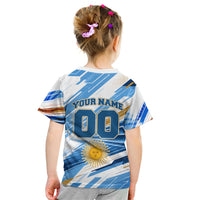 Personalized Argentina Football Champions Kid T Shirt Sun Of May Lion Mascot - Style of King