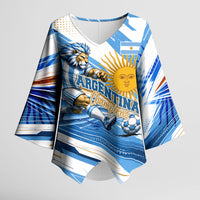 Personalized Argentina Football Champions Kimono Sleeve Blouse Sun Of May Lion Mascot - Style of King