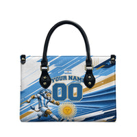 Personalized Argentina Football Champions Leather Bag Sun Of May Lion Mascot - Style of King