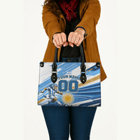 Personalized Argentina Football Champions Leather Bag Sun Of May Lion Mascot - Style of King