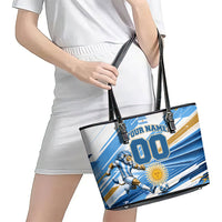 Personalized Argentina Football Champions Leather Tote Bag Sun Of May Lion Mascot - Style of King