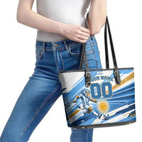 Personalized Argentina Football Champions Leather Tote Bag Sun Of May Lion Mascot - Style of King