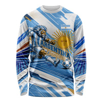 Personalized Argentina Football Champions Long Sleeve Shirt Sun Of May Lion Mascot - Style of King