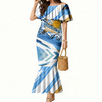 Personalized Argentina Football Champions Mermaid Dress Sun Of May Lion Mascot - Style of King