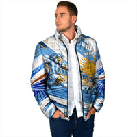 Personalized Argentina Football Champions Padded Jacket Sun Of May Lion Mascot - Style of King