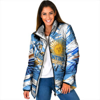 Personalized Argentina Football Champions Padded Jacket Sun Of May Lion Mascot - Style of King