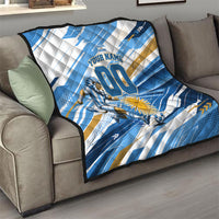 Personalized Argentina Football Champions Quilt Sun Of May Lion Mascot - Style of King