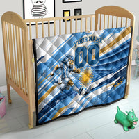 Personalized Argentina Football Champions Quilt Sun Of May Lion Mascot - Style of King