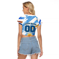 Personalized Argentina Football Champions Raglan Cropped T Shirt Sun Of May Lion Mascot - Style of King
