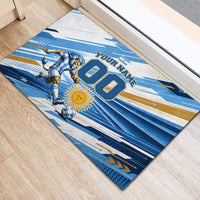 Personalized Argentina Football Champions Rubber Doormat Sun Of May Lion Mascot - Style of King