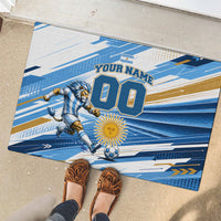 Personalized Argentina Football Champions Rubber Doormat Sun Of May Lion Mascot - Style of King