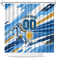 Personalized Argentina Football Champions Shower Curtain Sun Of May Lion Mascot - Style of King