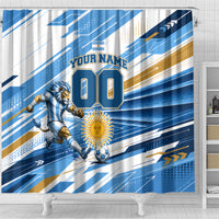 Personalized Argentina Football Champions Shower Curtain Sun Of May Lion Mascot - Style of King
