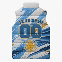 Personalized Argentina Football Champions Sleeveless Puffer Jacket Sun Of May Lion Mascot - Style of King