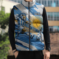 Personalized Argentina Football Champions Sleeveless Puffer Jacket Sun Of May Lion Mascot - Style of King