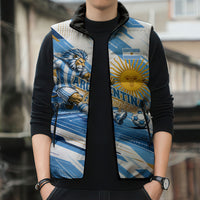 Personalized Argentina Football Champions Sleeveless Puffer Jacket Sun Of May Lion Mascot - Style of King