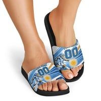Personalized Argentina Football Champions Slide Sandals Sun Of May Lion Mascot - Style of King