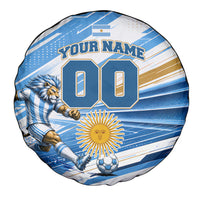 Personalized Argentina Football Champions Spare Tire Cover Sun Of May Lion Mascot - Style of King