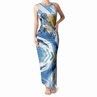 Personalized Argentina Football Champions Tank Maxi Dress Sun Of May Lion Mascot - Style of King