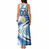 Personalized Argentina Football Champions Tank Maxi Dress Sun Of May Lion Mascot - Style of King
