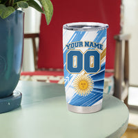 Personalized Argentina Football Champions Tumbler Cup Sun Of May Lion Mascot - Style of King