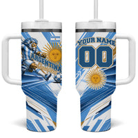 Personalized Argentina Football Champions Tumbler With Handle Sun Of May Lion Mascot - Style of King