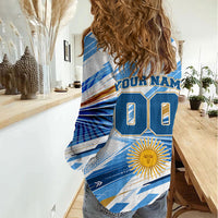 Personalized Argentina Football Champions Women Casual Shirt Sun Of May Lion Mascot - Style of King