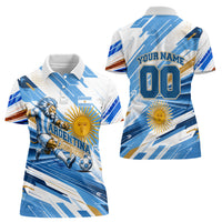 Personalized Argentina Football Champions Women Polo Shirt Sun Of May Lion Mascot - Style of King