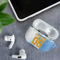 Personalized Argentina Football Fan Pride AirPods Case Sun Of May Motif With Distressed Textures And Waves