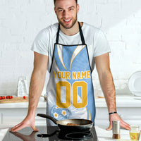 Personalized Argentina Football Fan Pride Apron Sun Of May Motif With Distressed Textures And Waves
