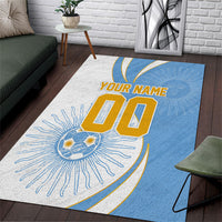 Personalized Argentina Football Fan Pride Area Rug Sun Of May Motif With Distressed Textures And Waves