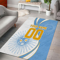 Personalized Argentina Football Fan Pride Area Rug Sun Of May Motif With Distressed Textures And Waves