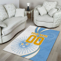 Personalized Argentina Football Fan Pride Area Rug Sun Of May Motif With Distressed Textures And Waves
