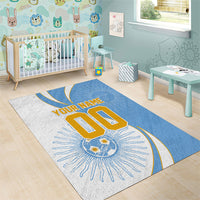 Personalized Argentina Football Fan Pride Area Rug Sun Of May Motif With Distressed Textures And Waves
