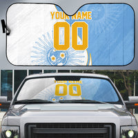 Personalized Argentina Football Fan Pride Auto Sun Shade Sun Of May Motif With Distressed Textures And Waves