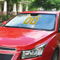 Personalized Argentina Football Fan Pride Auto Sun Shade Sun Of May Motif With Distressed Textures And Waves