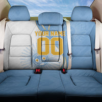 Personalized Argentina Football Fan Pride Back Car Seat Cover Sun Of May Motif With Distressed Textures And Waves