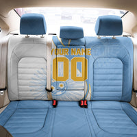 Personalized Argentina Football Fan Pride Back Car Seat Cover Sun Of May Motif With Distressed Textures And Waves