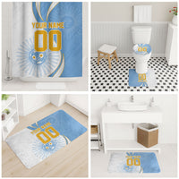Personalized Argentina Football Fan Pride Bathroom Set Sun Of May Motif With Distressed Textures And Waves