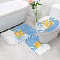 Personalized Argentina Football Fan Pride Bathroom Set Sun Of May Motif With Distressed Textures And Waves