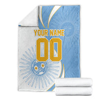Personalized Argentina Football Fan Pride Blanket Sun Of May Motif With Distressed Textures And Waves