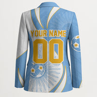 Personalized Argentina Football Fan Pride Blazer Sun Of May Motif With Distressed Textures And Waves