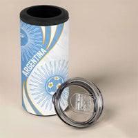 Personalized Argentina Football Fan Pride 4 in 1 Can Cooler Tumbler Sun Of May Motif With Distressed Textures And Waves