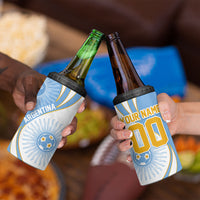 Personalized Argentina Football Fan Pride 4 in 1 Can Cooler Tumbler Sun Of May Motif With Distressed Textures And Waves
