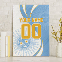 Personalized Argentina Football Fan Pride Canvas Wall Art Sun Of May Motif With Distressed Textures And Waves